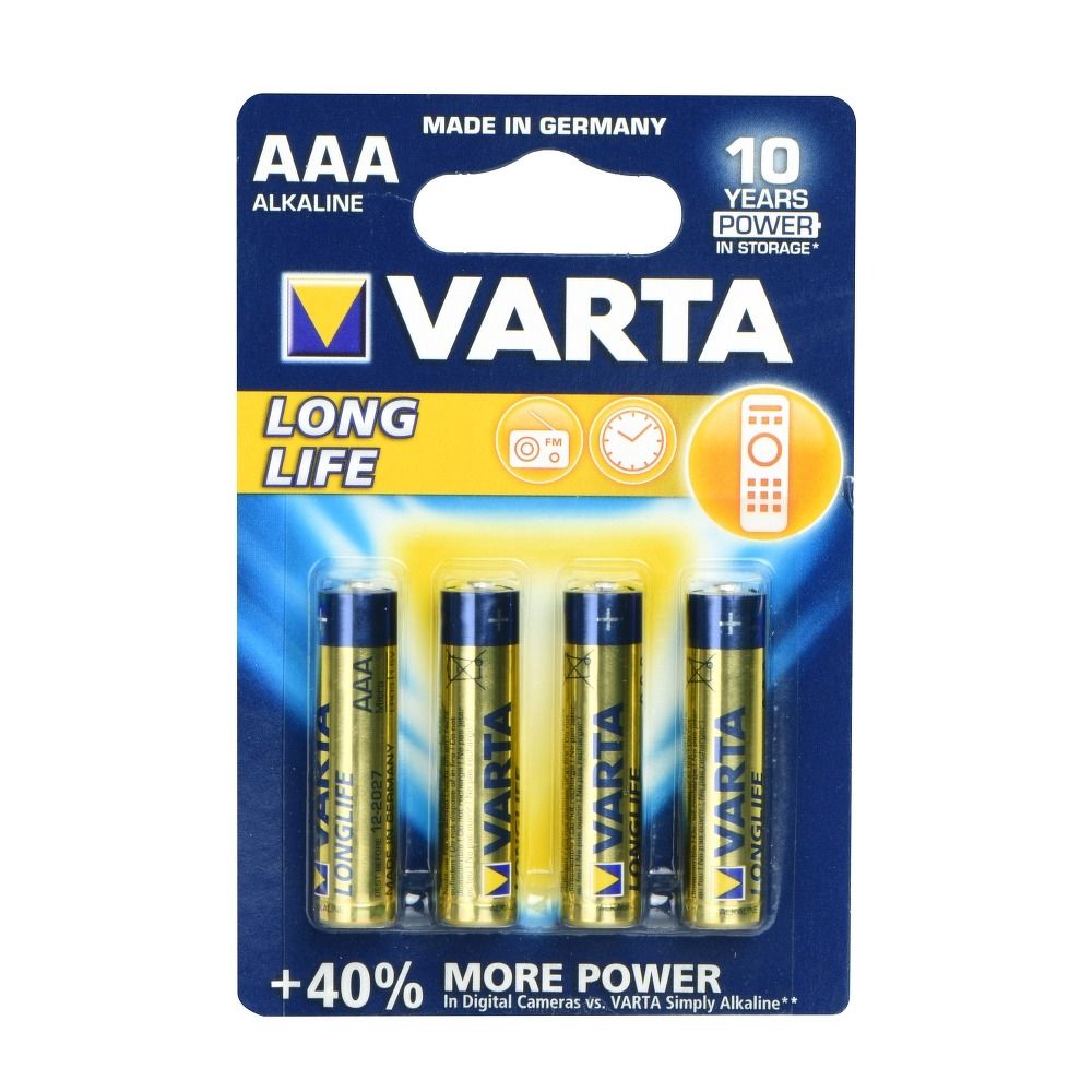 5c19b9f73ef4ded505287d3577fdb1b5 VARTA alkaline battery R3 (AAA) Longlife 4 pcs