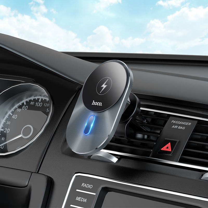 HOCO car holder with wireless charging compatible with MagSafe for air vent 15W CA91 gray