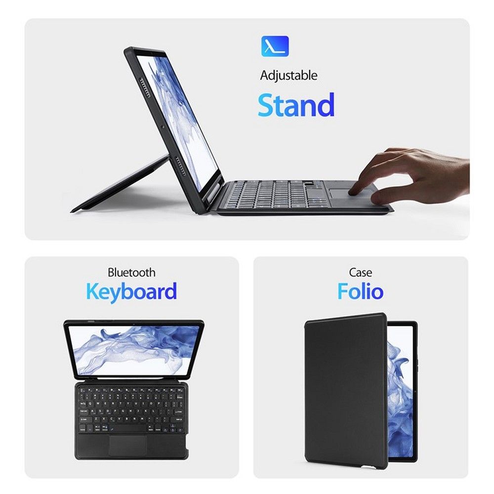 DUX DUCIS case DK foldable with Wireless Keyboard for SAMSUNG Tab S8 (X700/X706)/S7 (T870/T875/T876B) black