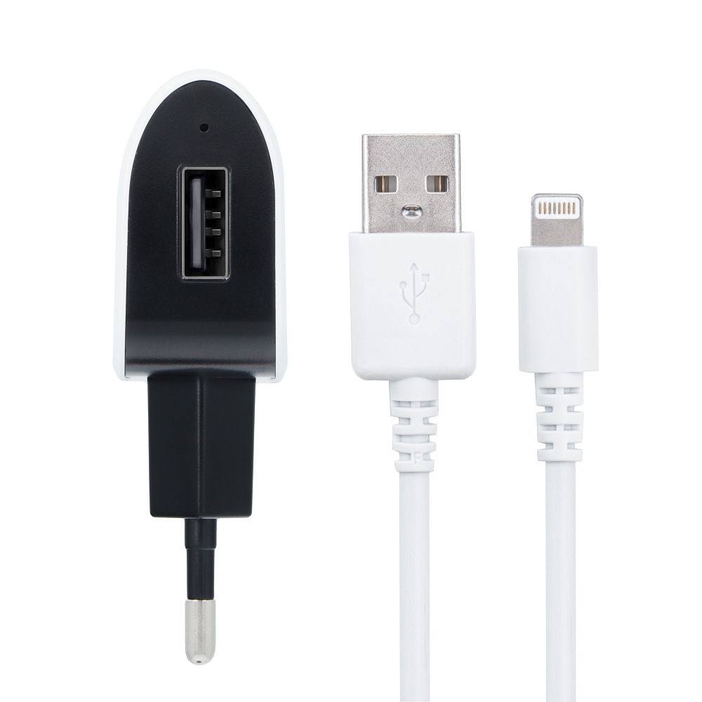 FORCELL F-ENERGY U19 travel charger USB A + cable USB A to Lightning 1A 5W white black