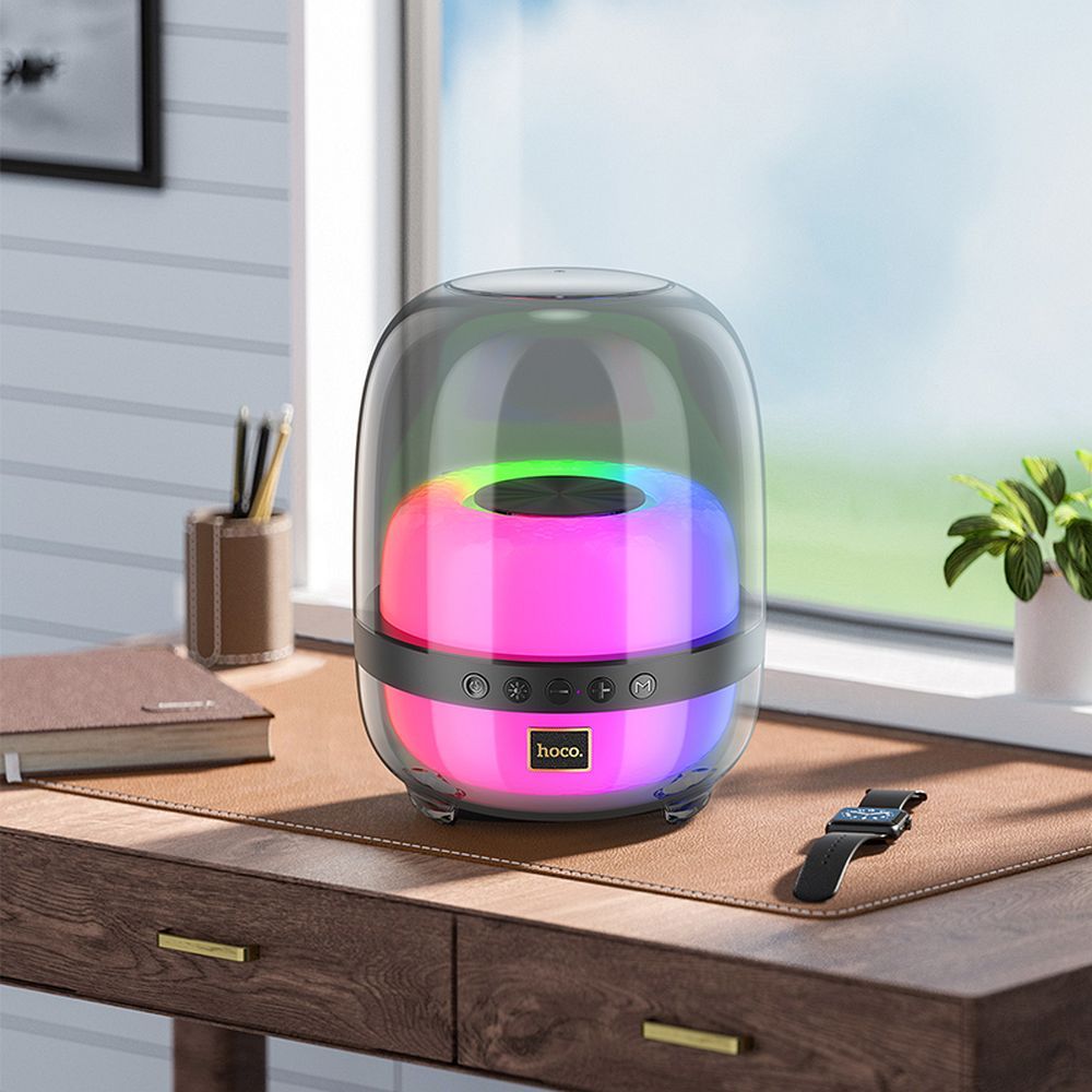 HOCO wireless speaker with colorful luminous BS58 black night
