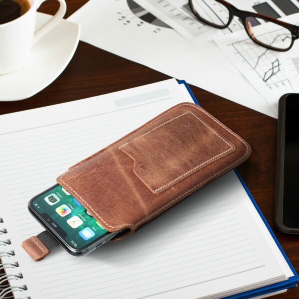 ROYAL Crazy Horse - Leather universal pull-up pocket / brown - Size 2XL+tall - SAMSUNG S21 ULTRA / HUAWEI P Smart 2021 / XIAOMI Redmi 12 / OPPO A98 5G