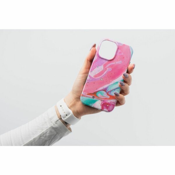FORCELL F-PROTECT Mirage, Military Drop-Tested case compatible with MagSafe for IPHONE 15 PRO MAX pink marble