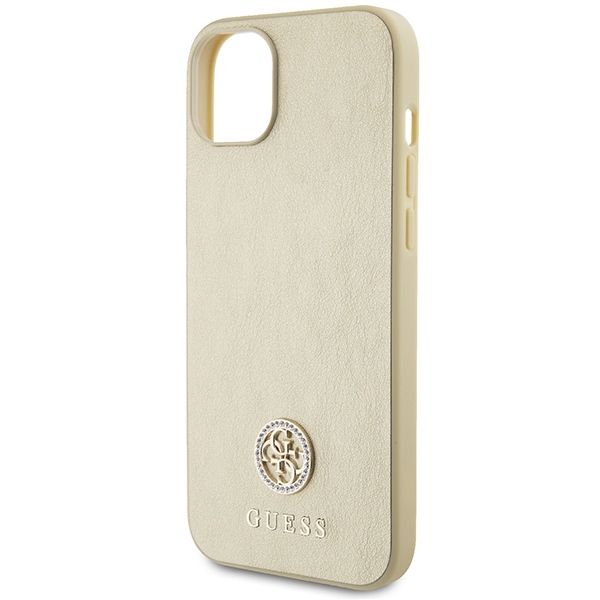 GUESS case for IPHONE 13 / 14 / 15 GUHCP15SPS4DGPD (Leather 4G Metal Logo Strass) gold