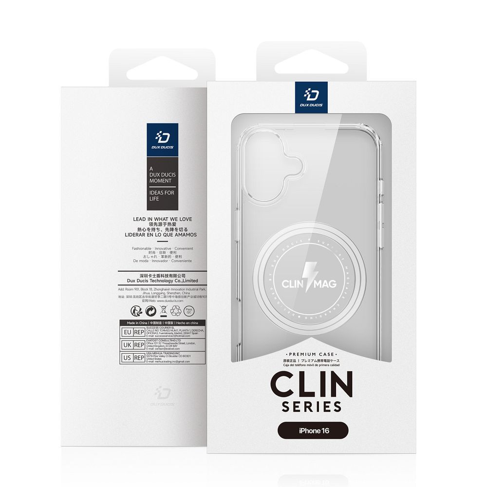 DUX DUCIS case CLIN MAG compatible with MagSafe for IPHONE 16 transparent
