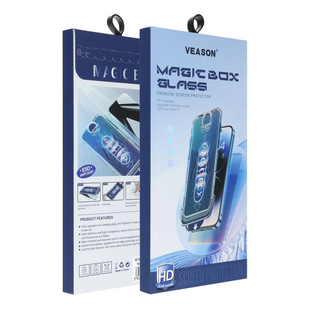 6D Pro Veason Easy-Install Glass + Applicator - for Iphone 13 Pro / 14 black