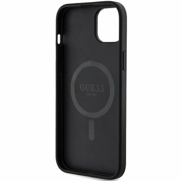 GUESS case for IPHONE 15 compatible with MagSafe GUHMP15SG4GFRK (4G Ring classic logo) black