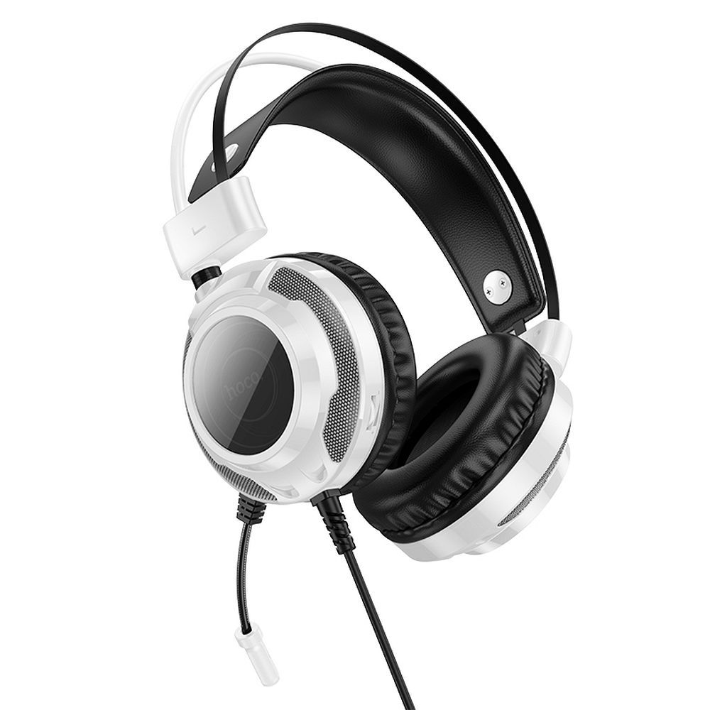HOCO wire headphones USB A + Jack 3,5 mm with microphone gaming W110 2 m white