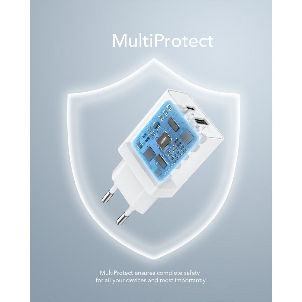 VEGER travel charger USB A + Type C PD QC3.0 3A 30W VLS302U white