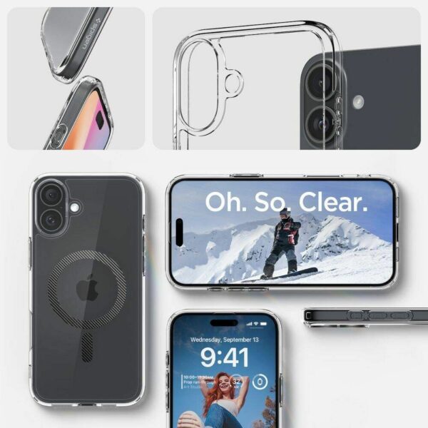 SPIGEN case ULTRA HYBRID MAG compatible with MagSafe for IPHONE 16 carbon fiber