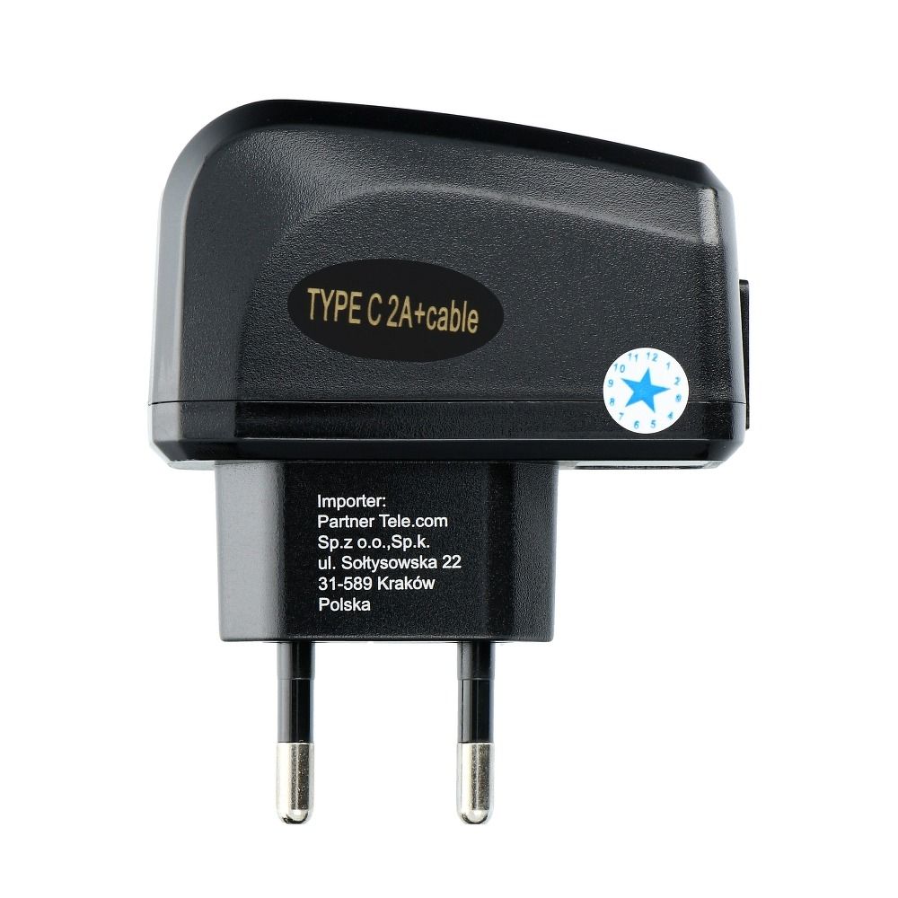 65a20b8e928d70b89874997dbccce13f BLUE STAR LITE travel charger 2A 10W USB A + cable USB A to Type C TFK-TC-1095B black