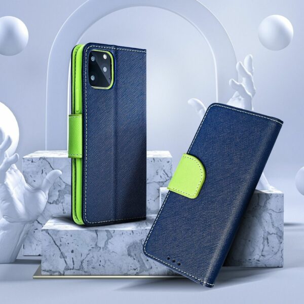 FANCY Book case for SAMSUNG A11 navy/lime