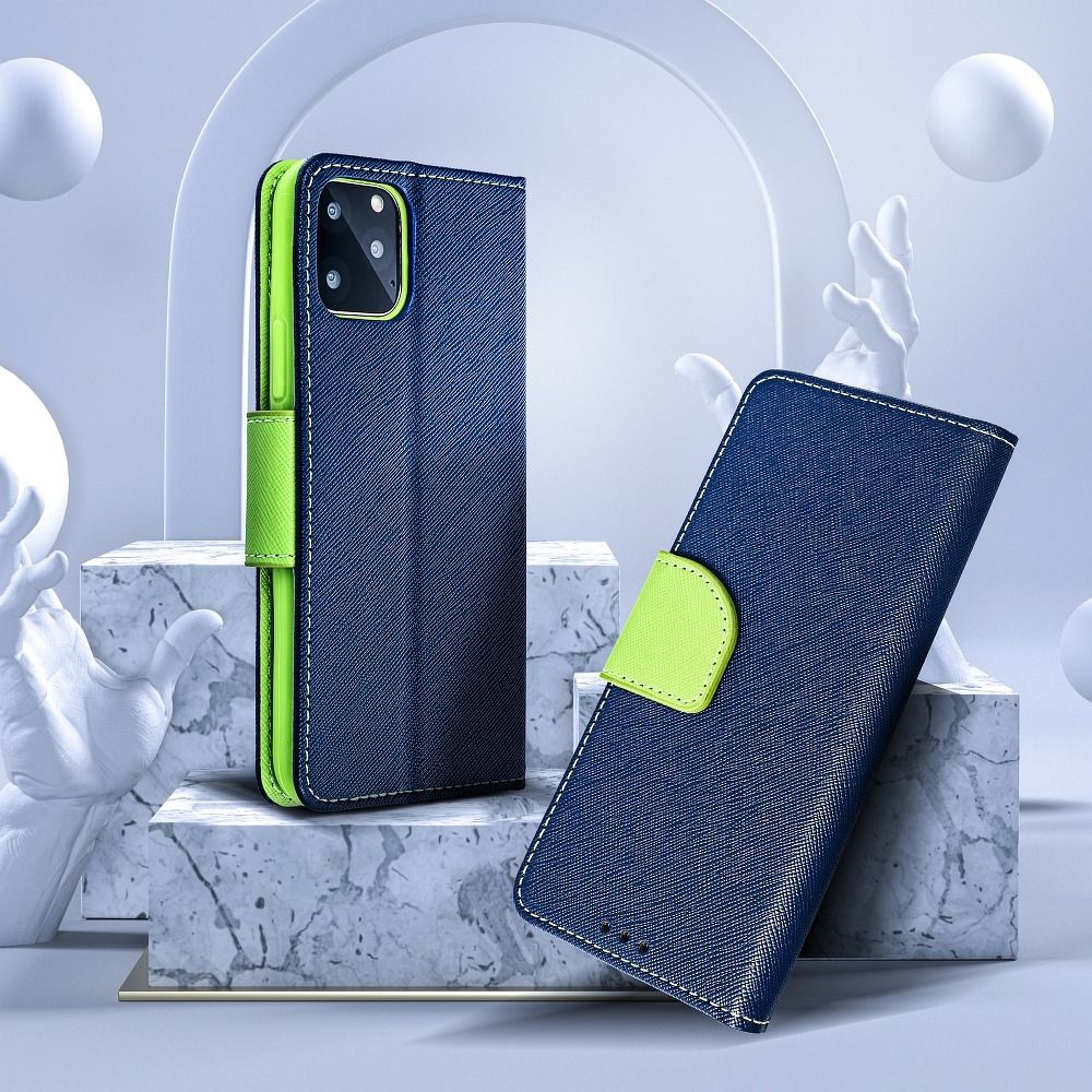 FANCY Book case for SAMSUNG A11 navy/lime