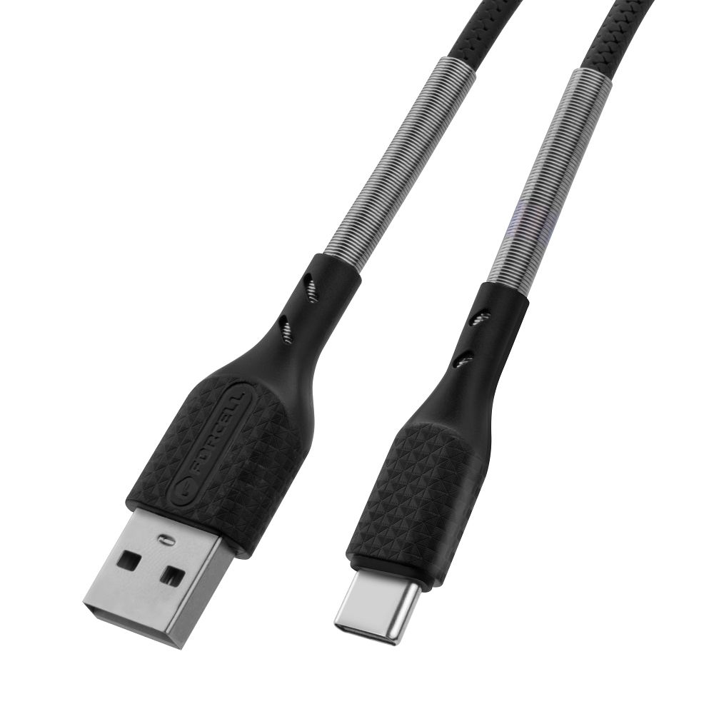 FORCELL F-ENERGY Carbon CB-02A cable USB A to Type C 2,4A 18W 1 m black