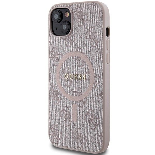 GUESS case for IPHONE 14 compatible with MagSafe GUHMP14SG4GFRP (4G Ring classic logo) pink