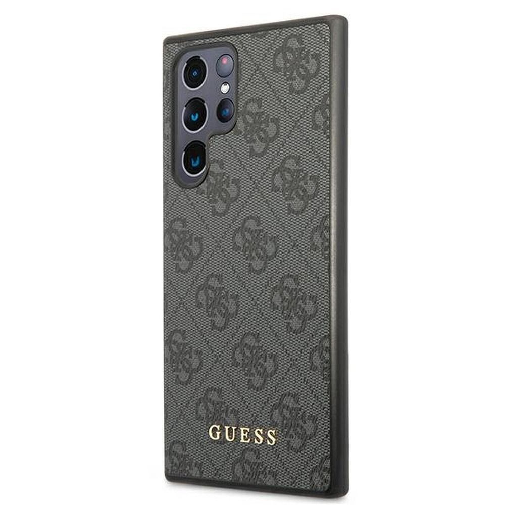 GUESS case for SAMSUNG S22 Ultra GUHCS22LG4GFGR (4G Metal Gold Logo) grey