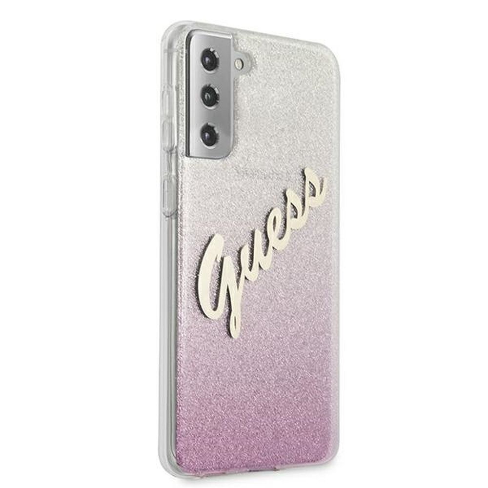 GUESS case for SAMSUNG S21 Plus GUHCS21MPCUGLSPI (Glitter Gradient Script) pink