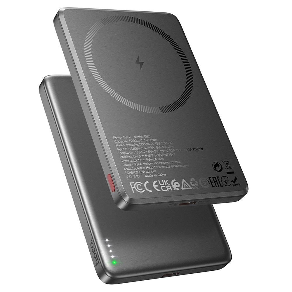 HOCO powerbank 5000 mAh compatible with MagSafe PD QC 2A 20W Q26 metal gray