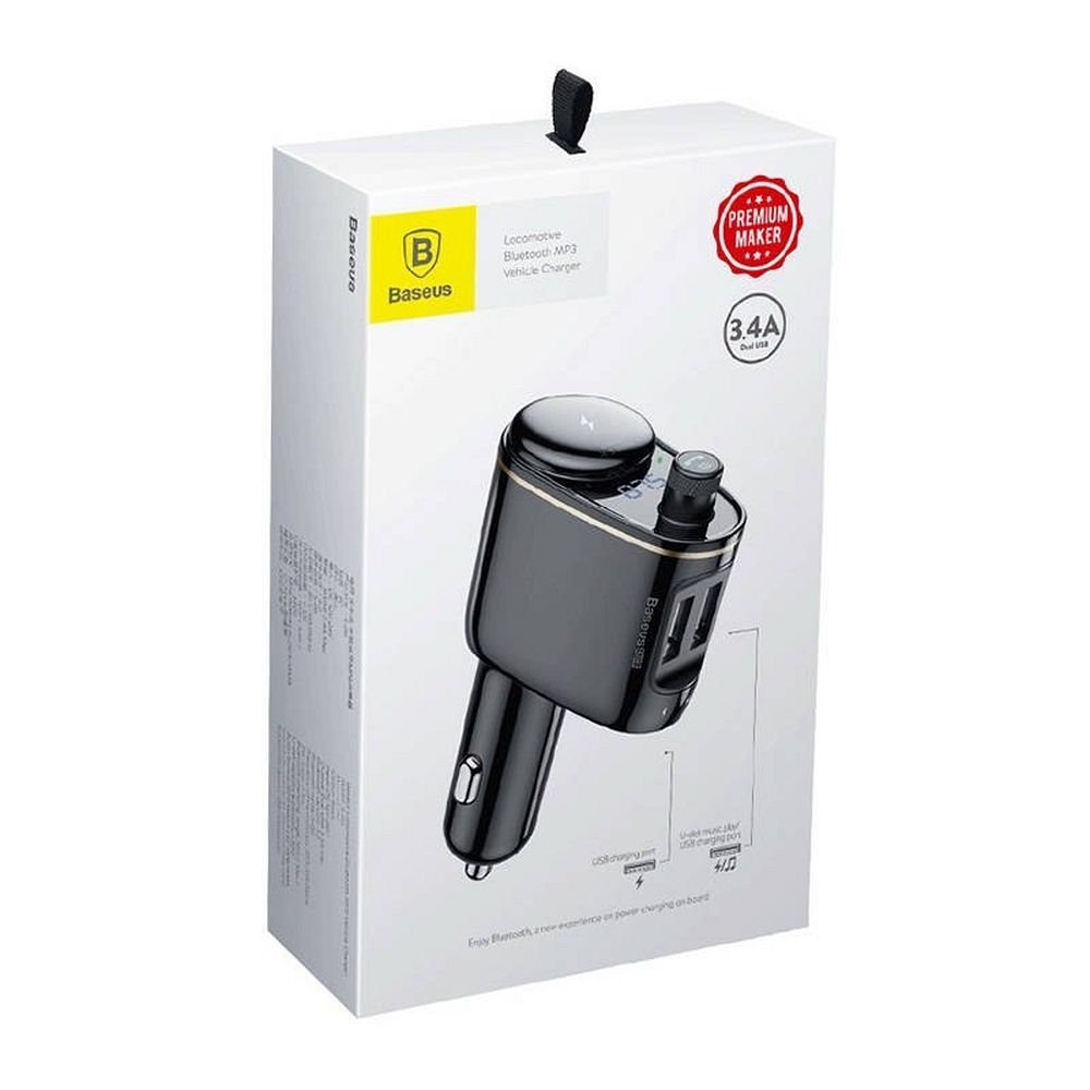 BASEUS car charger 2 x USB A + transmitter FM BT 3,4A S-06 CCHC000001 black