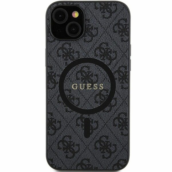 GUESS case for IPHONE 15 compatible with MagSafe GUHMP15SG4GFRK (4G Ring classic logo) black