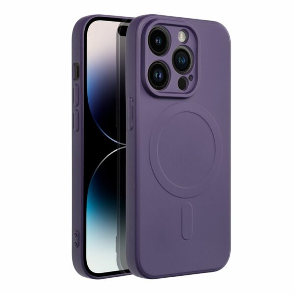 SILICONE MAG COVER case compatible with MagSafe for IPHONE 14 Pro dark purple