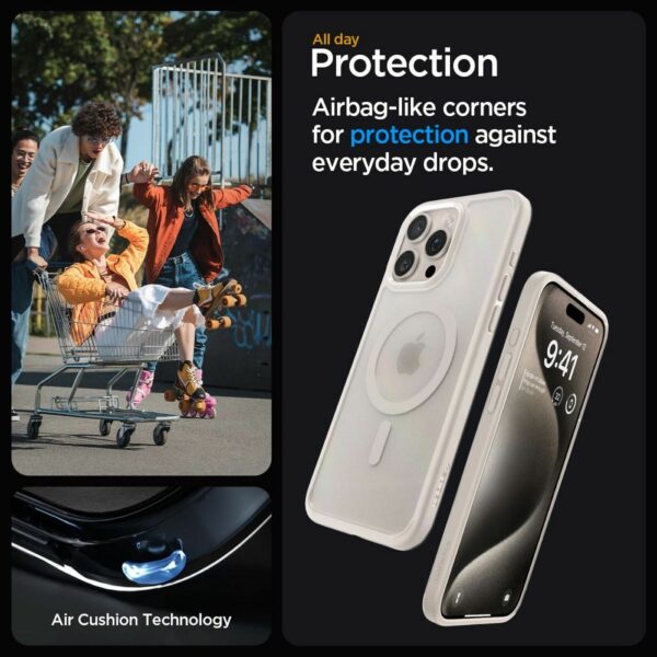 SPIGEN case ULTRA HYBRID MAG compatible with MagSafe for IPHONE 15 Pro frost natural titanium