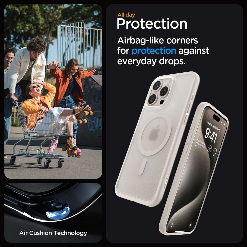 SPIGEN case ULTRA HYBRID MAG compatible with MagSafe for IPHONE 15 Pro frost natural titanium