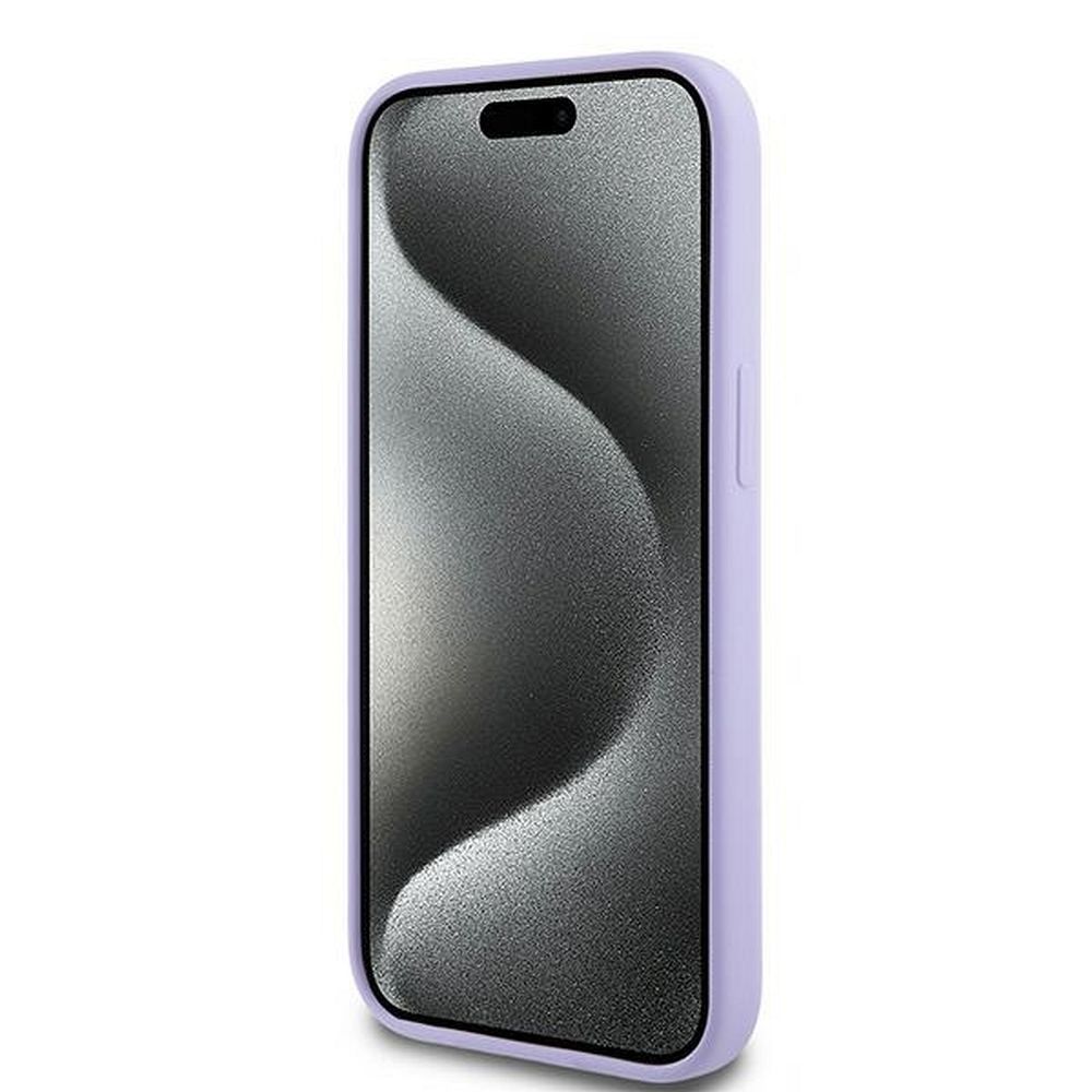 KARL LAGERFELD case for IPHONE 15 compatible with MagSafe KLHMP15SSCMKCRHU (Silicone KC Body Ring) purple