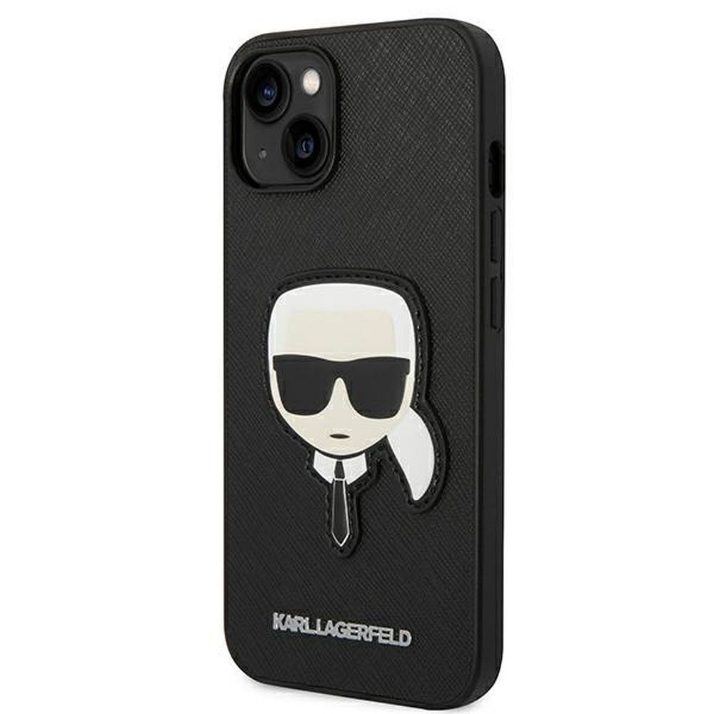KARL LAGERFELD case for IPHONE 14 Plus KLHCP14MSAPKHK (Saffiano With Karl Head Patch) black