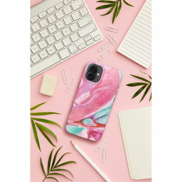FORCELL F-PROTECT Mirage, Military Drop-Tested case compatible with MagSafe for IPHONE 15 PRO pink marble