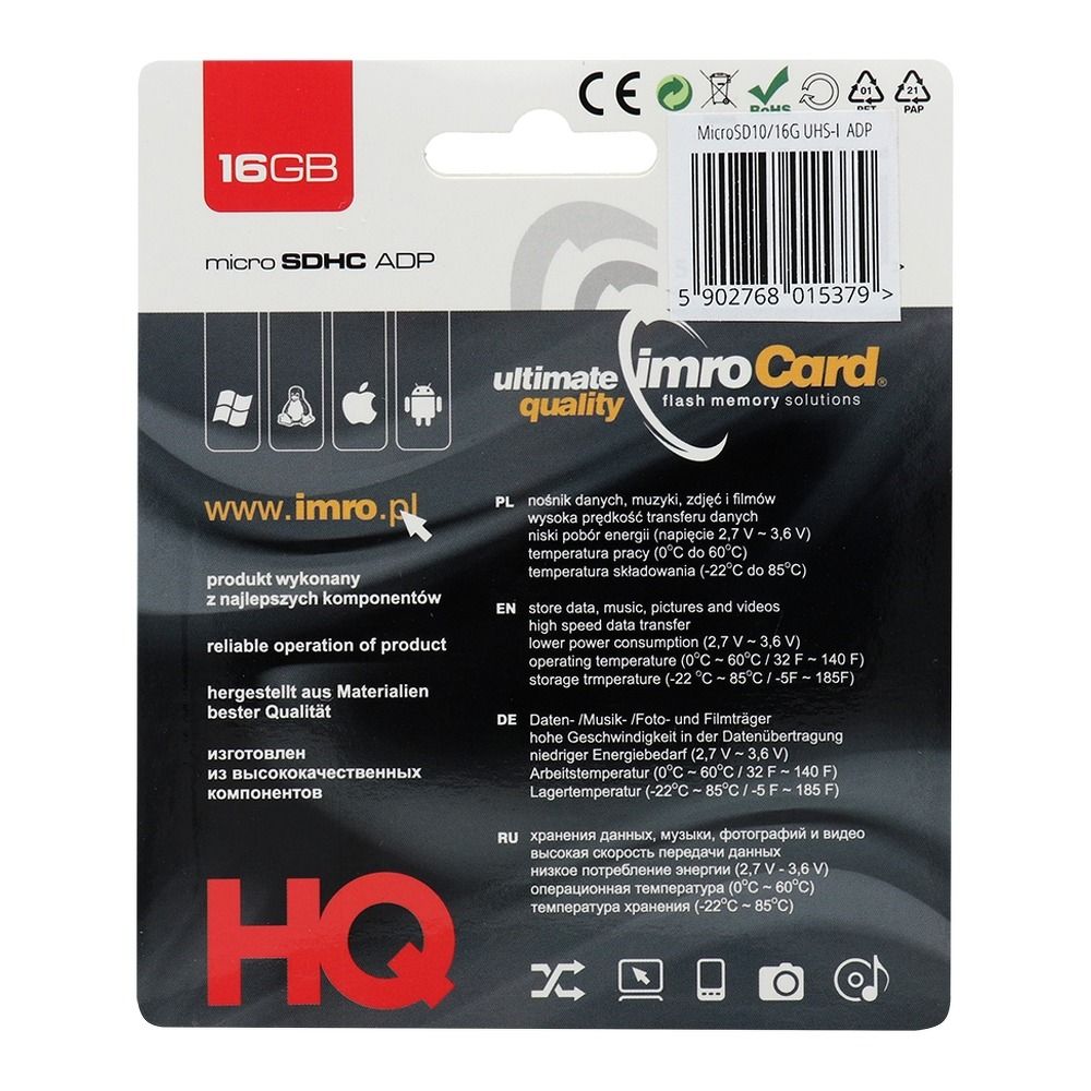 6a8c72073c869e76b612e234a11b27be IMRO memory card microSD 16GB 100MB/s class 10 UHS I with adapter SD