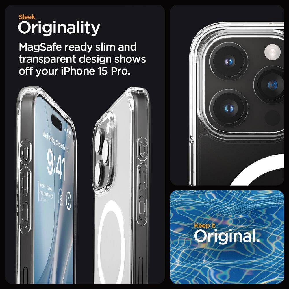 SPIGEN case ULTRA HYBRID MAG compatible with MagSafe for IPHONE 16 Pro frost clear