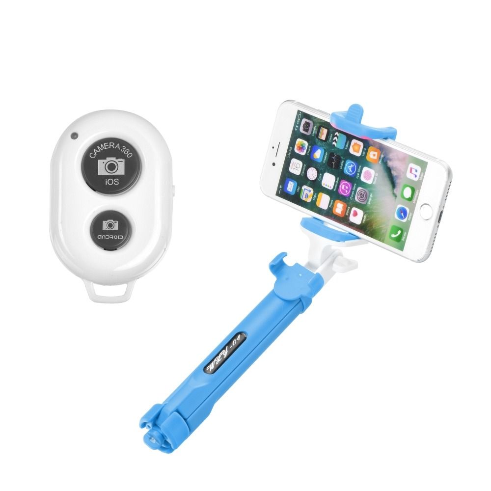 6b6bbea288c043e855324737c43d711f Selfie stick with wireless remote control tripod blue