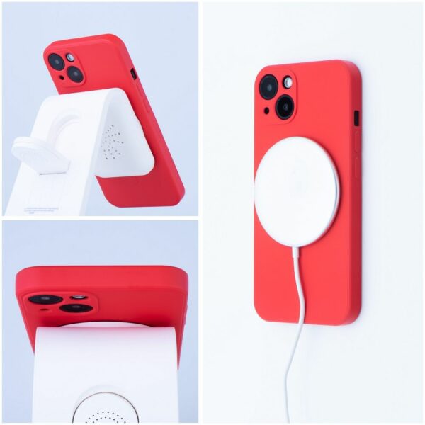 SILICONE MAG COVER case compatible with MagSafe for SAMSUNG S24 FE red