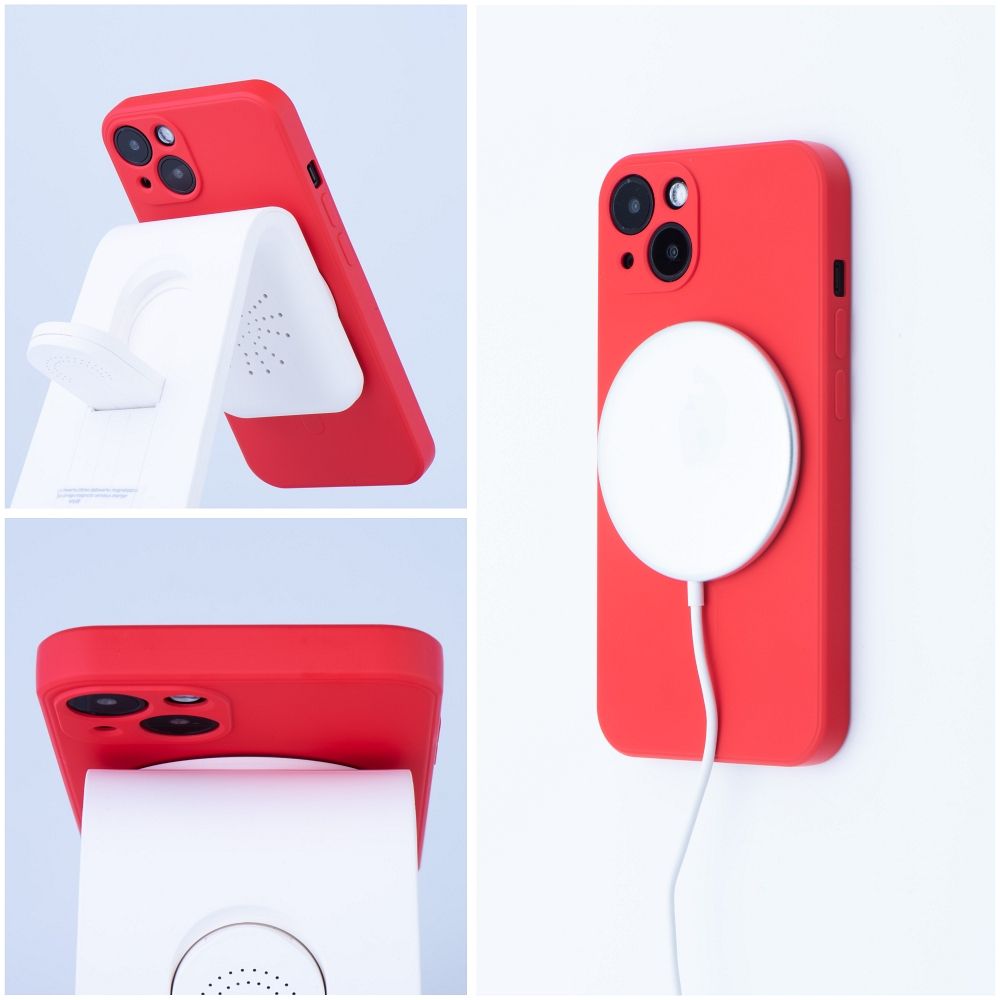 SILICONE MAG COVER case compatible with MagSafe for SAMSUNG S24 FE red