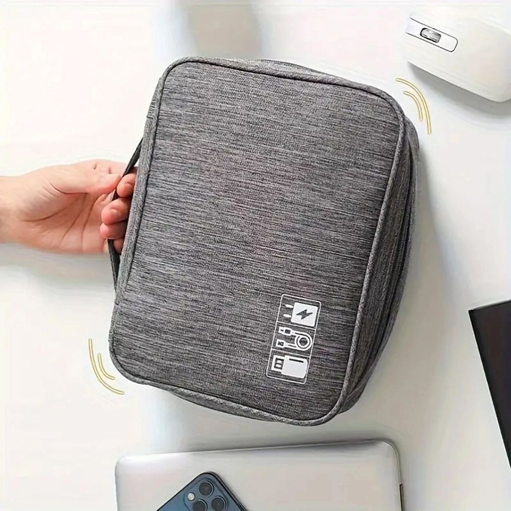 Travel organizer with compartments and handle R-K-1080 gray