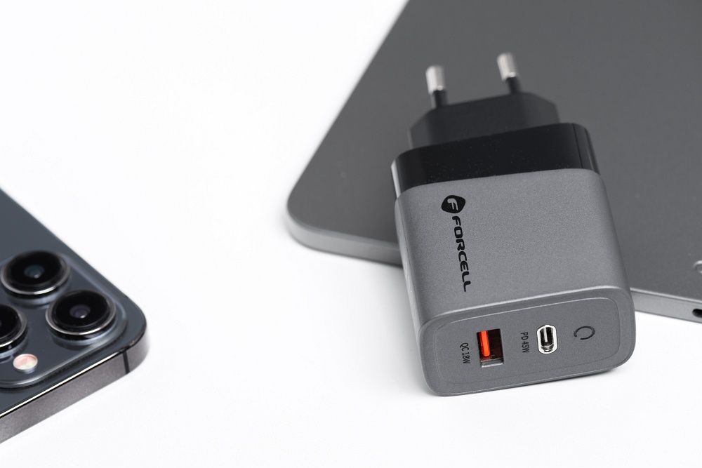 FORCELL F-ENERGY GaN VT-39 travel charger Type C + USB A PD QC4.0 4A 45W gray