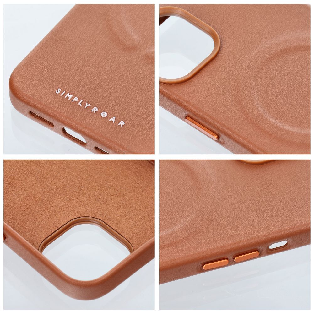 ROAR case LEATHER MAG compatible with MagSafe for IPHONE 15 Pro Brown