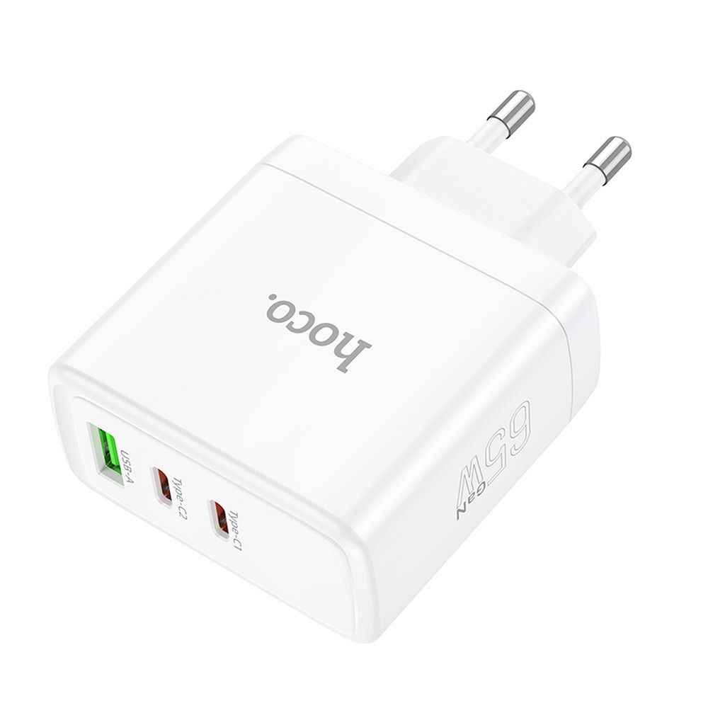 HOCO wall charger 2 x Type C + USB A QC PD 65W GaN N30 white