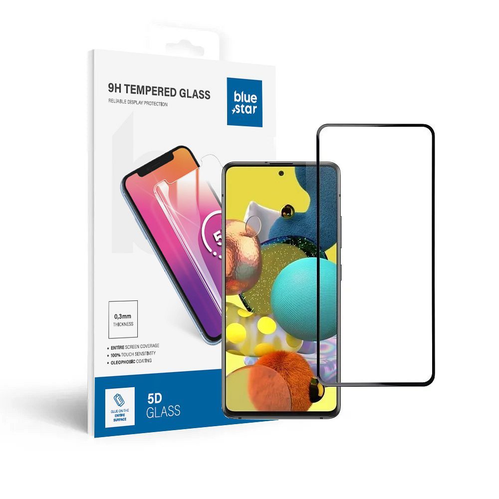 6f91126fad0a150e4f092253c0d3dcd5 Tempered Glass Blue Star - SAMSUNG A51 Full Face (full glue with frame/small size) - black Tempered Glass Blue Star