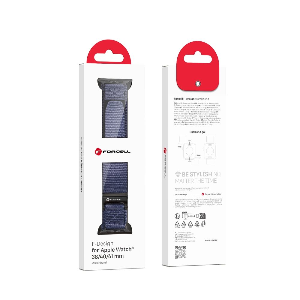 FORCELL F-DESIGN FA05 nylon strap for APPLE Watch 38 / 40 / 41 mm blue