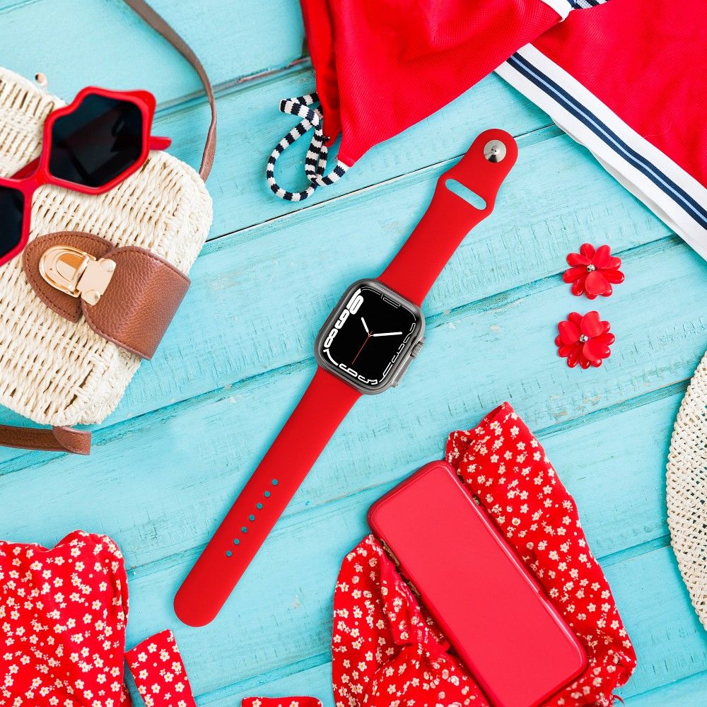 FORCELL F-DESIGN FA01 silicone strap for APPLE Watch 42 / 44 / 45 / 49 mm red