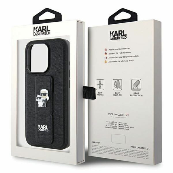 KARL LAGERFELD case for IPHONE 14 Pro Max KLHCP14XGSAKCPK (Gripstand Saffiano KC PIN) black