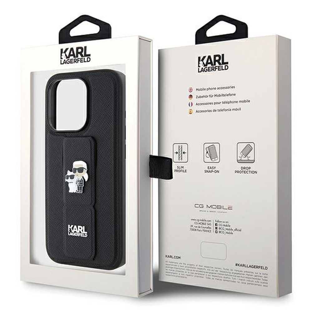 KARL LAGERFELD case for IPHONE 14 Pro Max KLHCP14XGSAKCPK (Gripstand Saffiano KC PIN) black