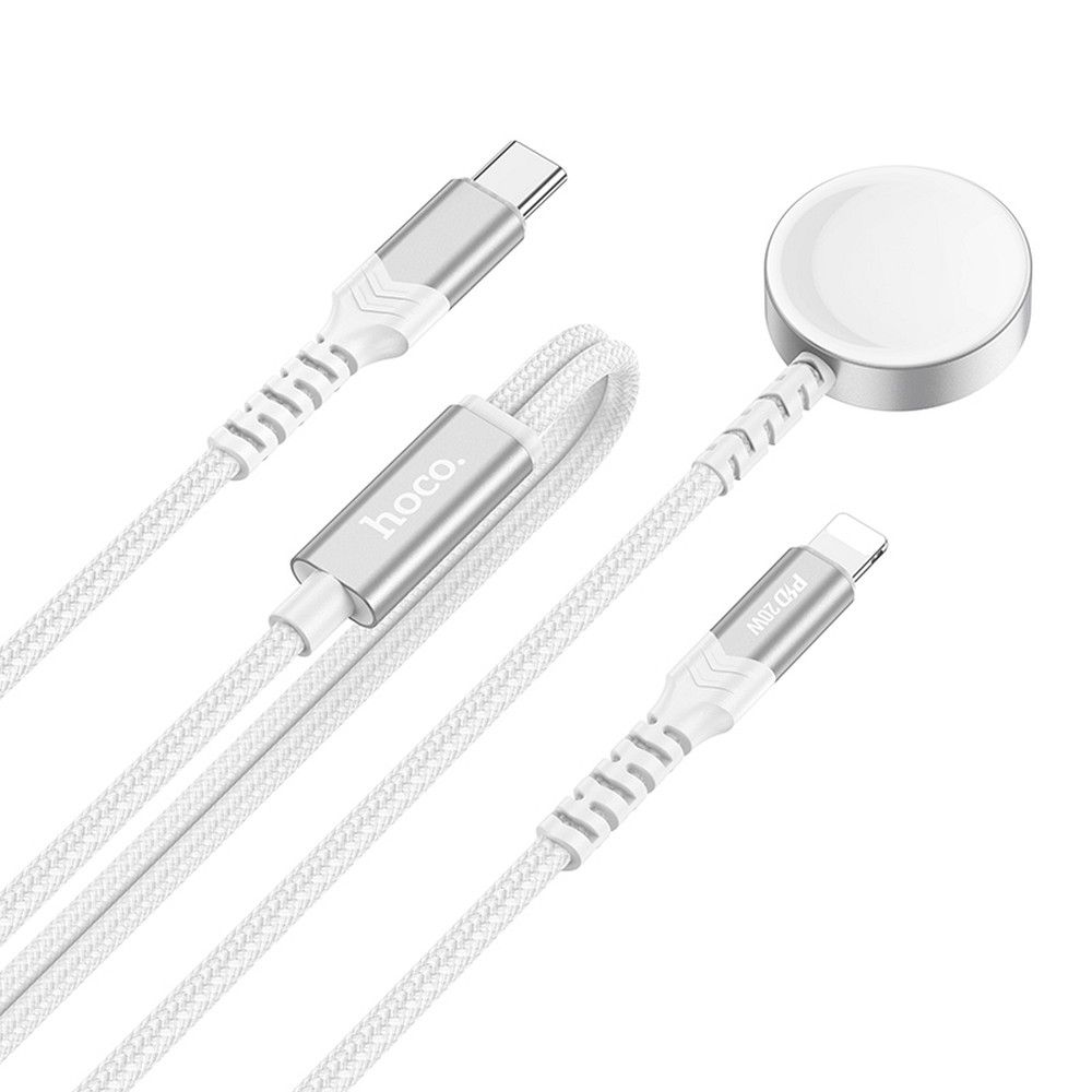 HOCO wireless charger 2in1 Type C for Apple Watch + charging cable Lightning PD QC 3A CW54 1,2 m white