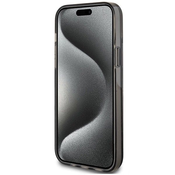 GUESS case for IPHONE 15 GUHCP15SLFCSEGK (Liquid Glitter Gold Stripes) black