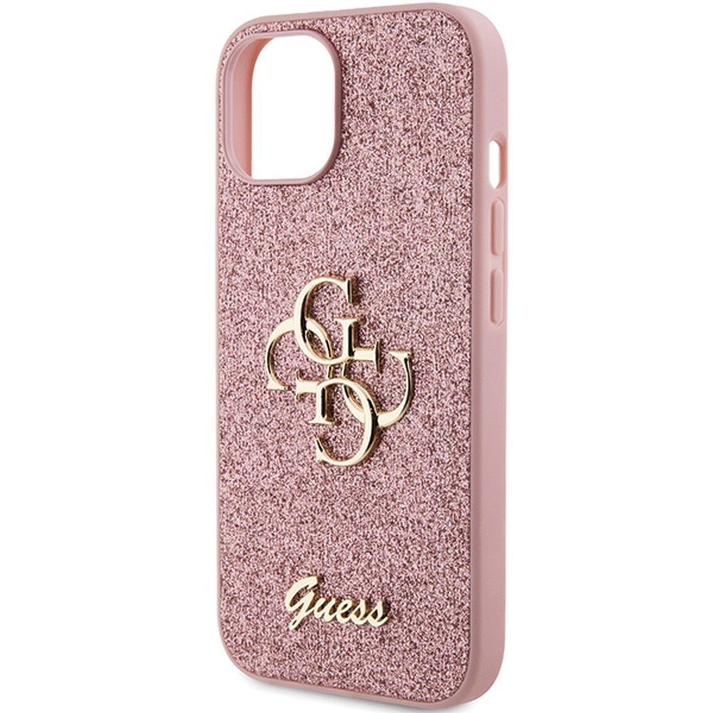 GUESS case for IPHONE 15 GUHCP15SHG4SGP (Fixed Glitter Big 4G) pink