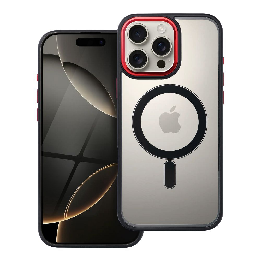 Θήκη iPhone 16 Pro Max Color Edge Mag Cover με MagSafe - Μαύρο/Κόκκινο