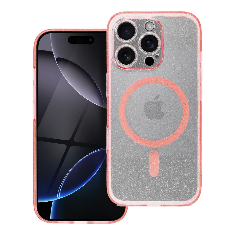 CLEAR MAG COVER case with camera protection compatible with MagSafe for IPHONE 14 pink glitter