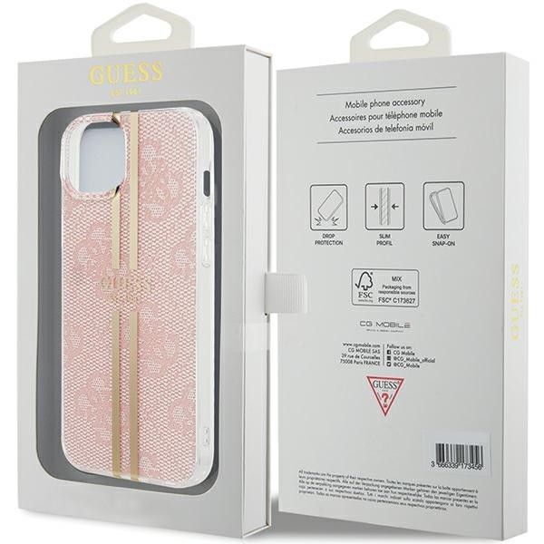 GUESS case for IPHONE 15 GUHCP15SH4PSEGP (4G Gold Stripe) pink